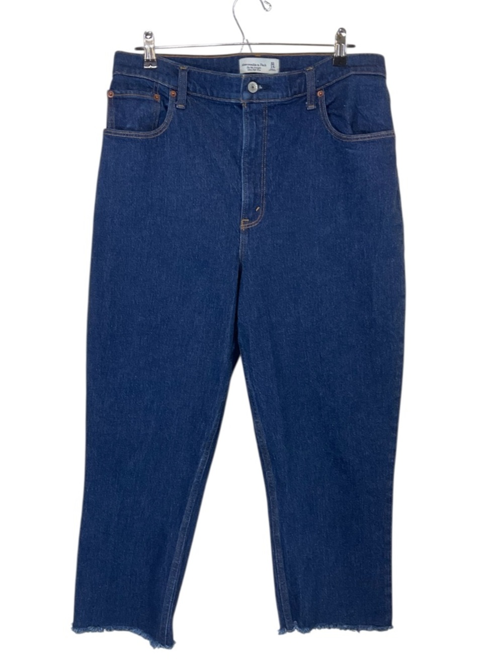 Abercrombie & Fitch 90s Straight Ultra High Rise Curve Love Frayed Hem Jeans - Picture 2 of 8